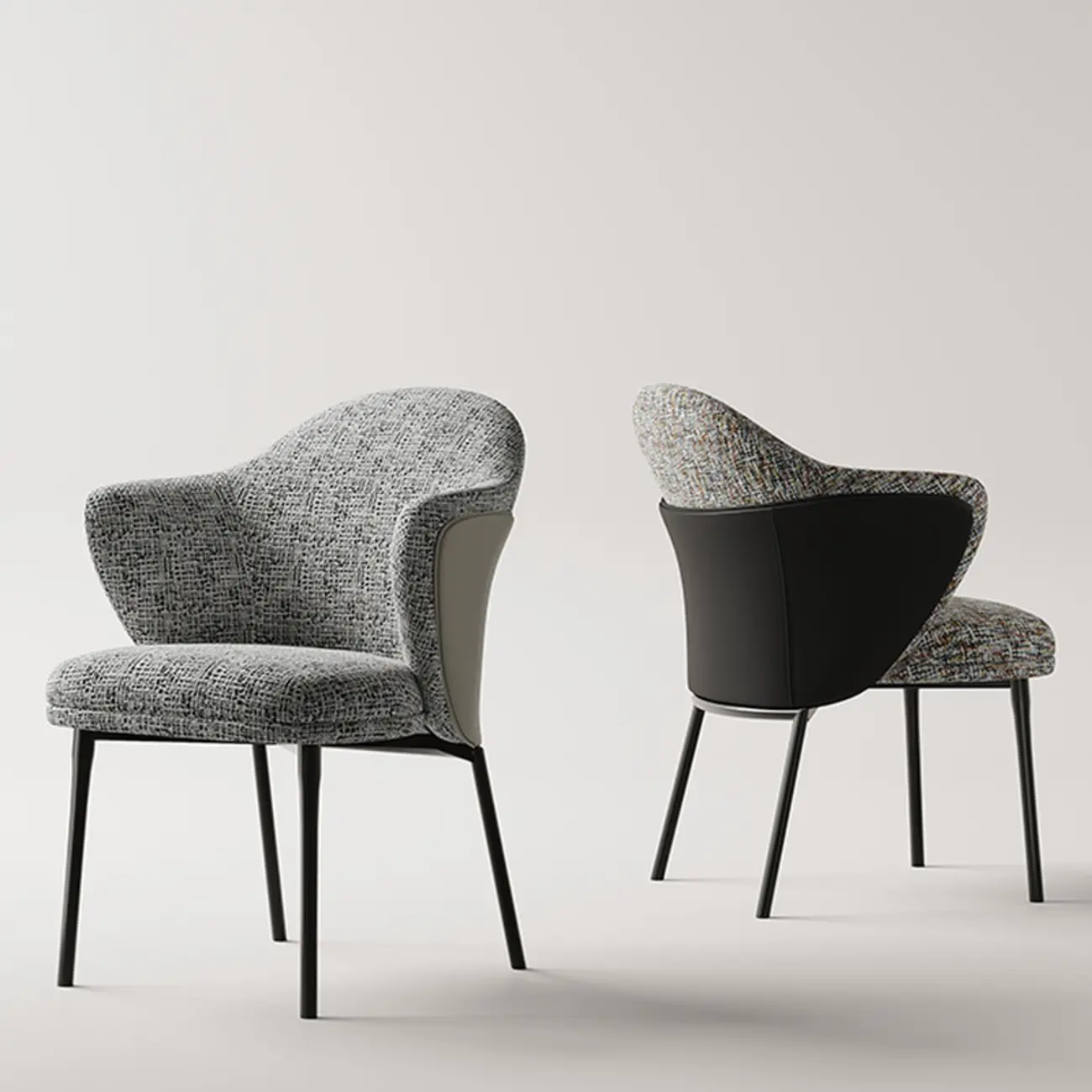 Modern Cotton-linen Upholstered Low Back Arm Chairs Image - 1 | homeyfad