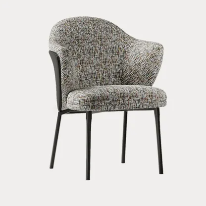 Modern Cotton-linen Upholstered Low Back Arm Chairs Image - 4