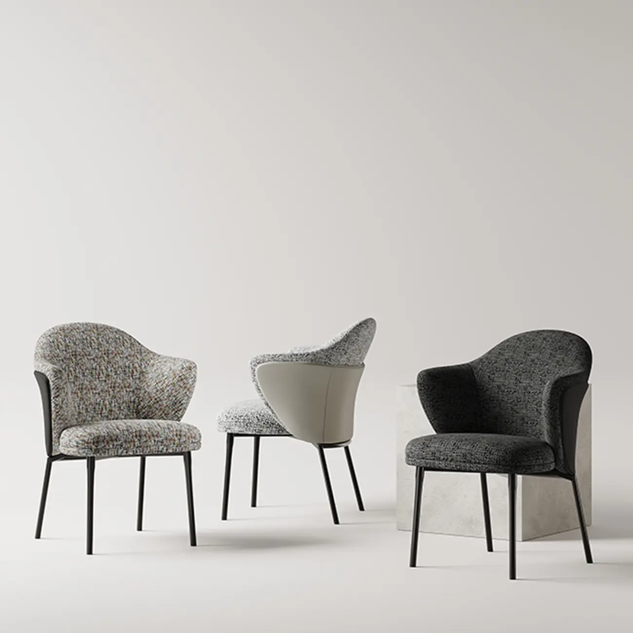 Modern Cotton-linen Upholstered Low Back Arm Chairs Image - 6 | homeyfad