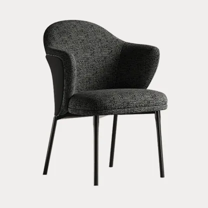 Modern Cotton-linen Upholstered Low Back Arm Chairs Image - 7