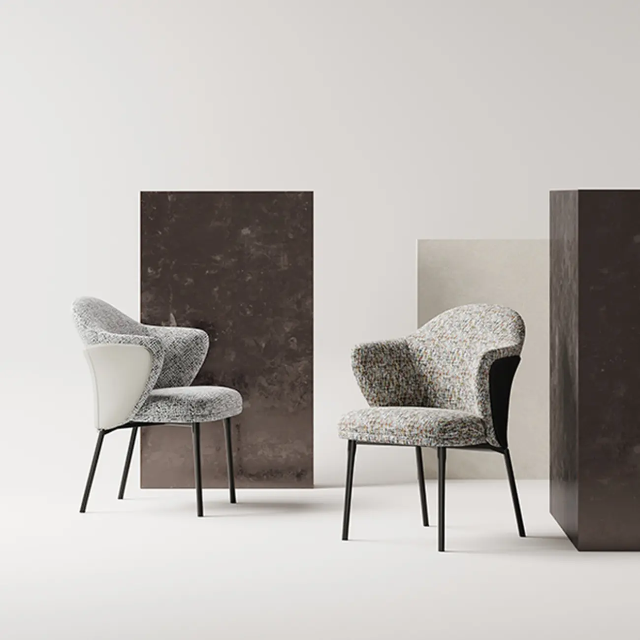 Modern Cotton-linen Upholstered Low Back Arm Chairs Image - 3 | homeyfad