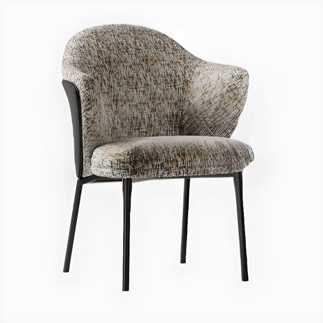 Modern Cotton-linen Upholstered Low Back Arm Chairs Image - 9