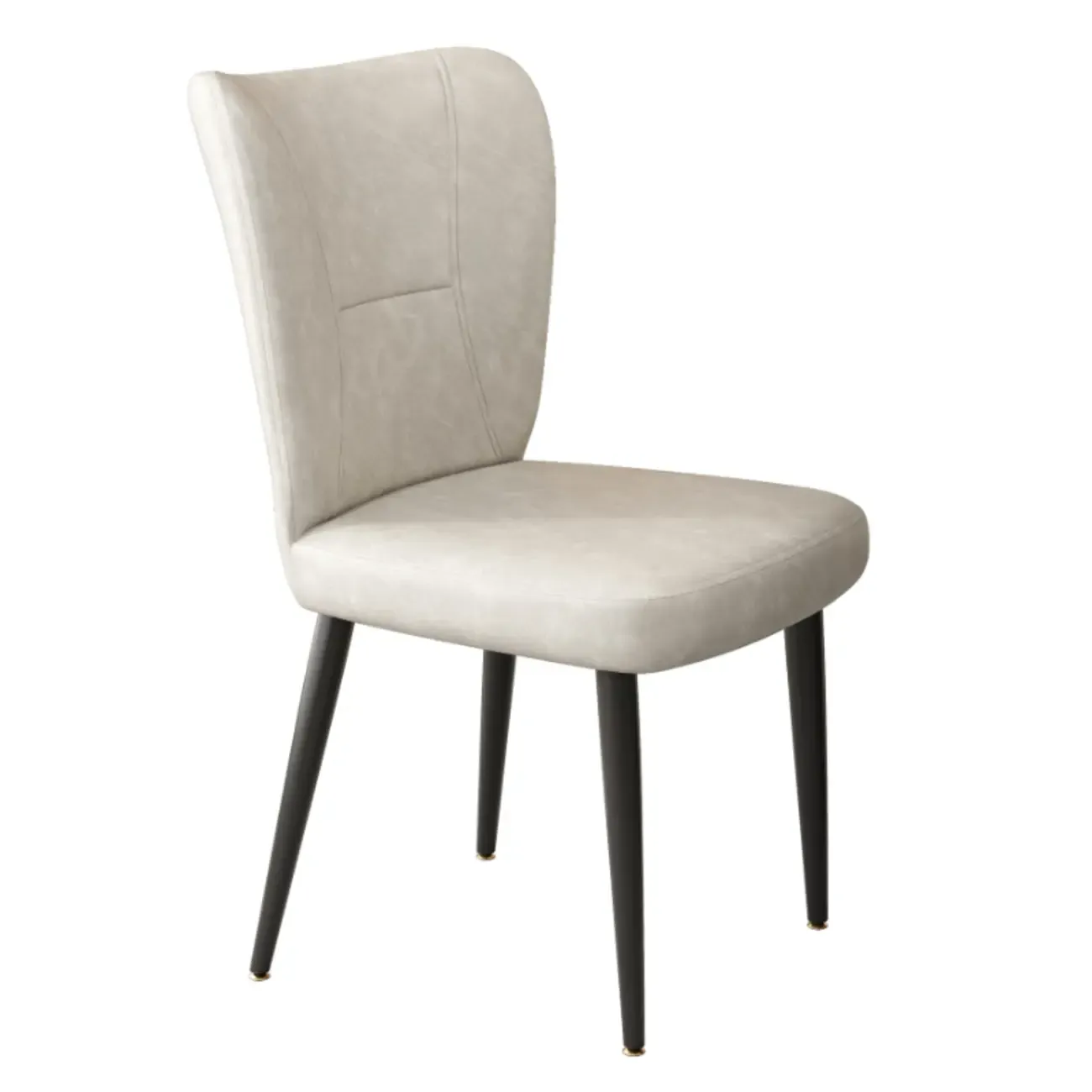 Minimalist High Back Cow Leather Armless Dining Chairs Image - 17