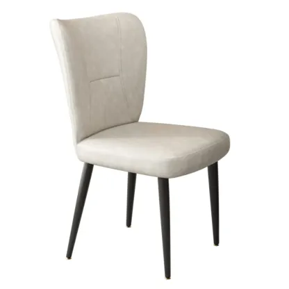 Minimalist High Back Cow Leather Armless Dining Chairs Image - 17