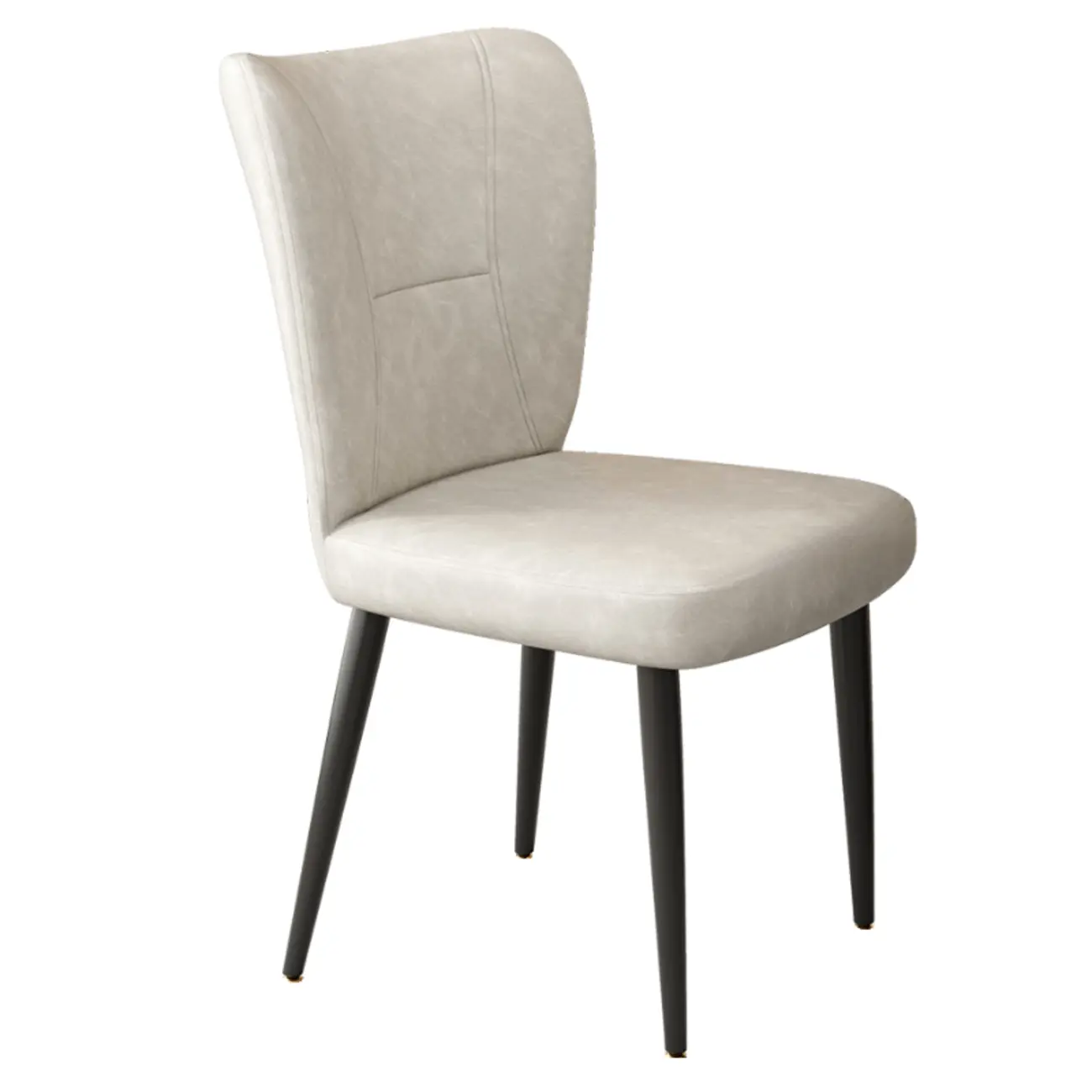 Minimalist High Back Cow Leather Armless Dining Chairs Image - 18 | homeyfad