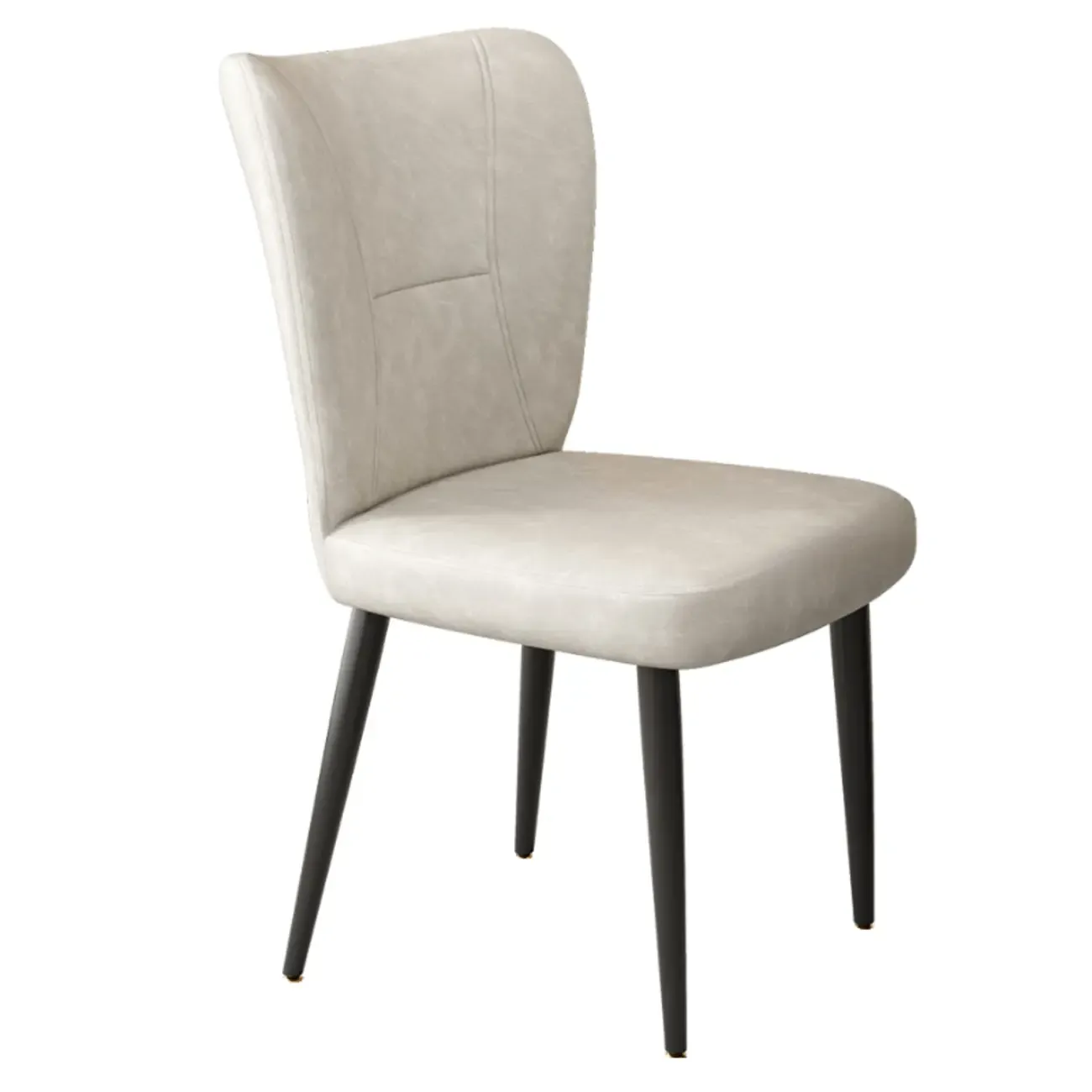 Minimalist High Back Cow Leather Armless Dining Chairs Image - 18