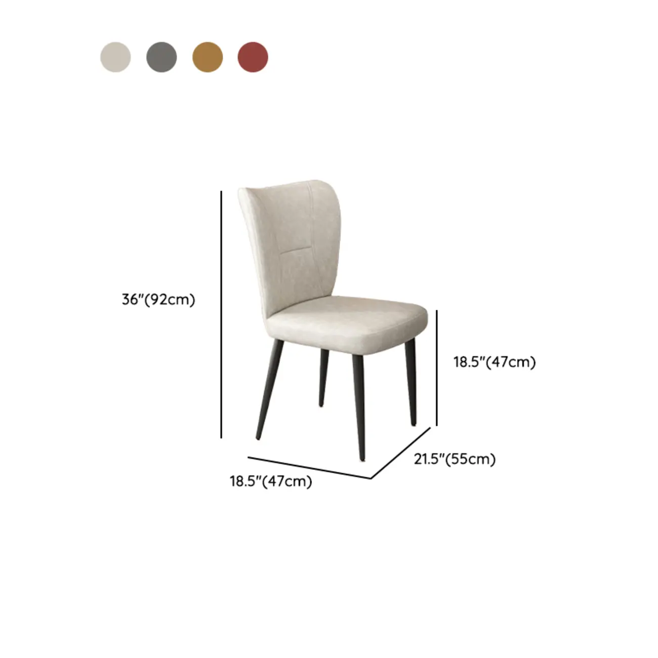 Minimalist High Back Cow Leather Armless Dining Chairs #size | homeyfad