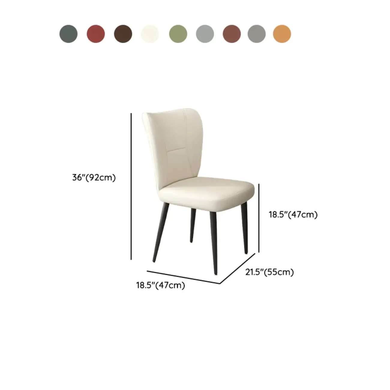 Minimalist High Back Cow Leather Armless Dining Chairs Image - 16