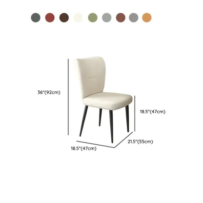 Minimalist High Back Cow Leather Armless Dining Chairs Image - 16