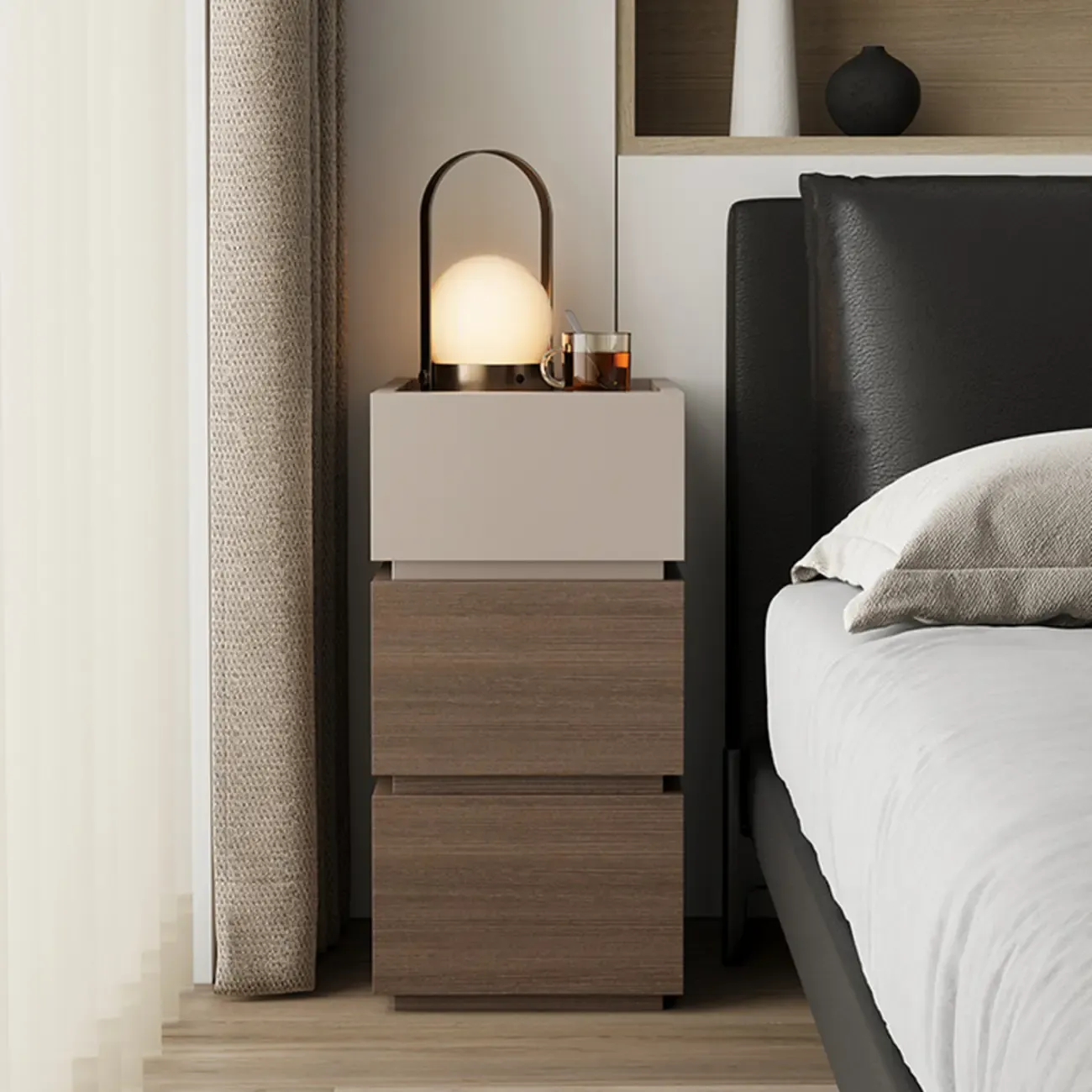 Minimalist Narrow 3-drawer Nightstand for Apartment Image - 1