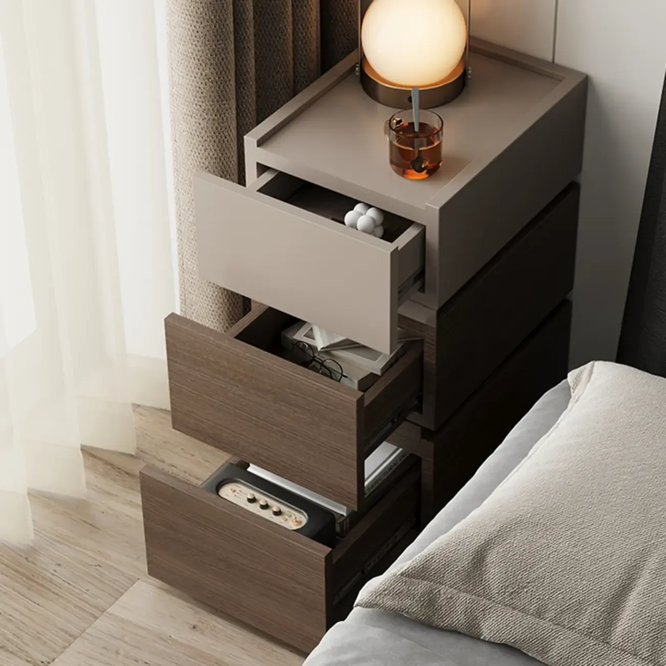 Minimalist Narrow 3-drawer Nightstand for Apartment Image - 4
