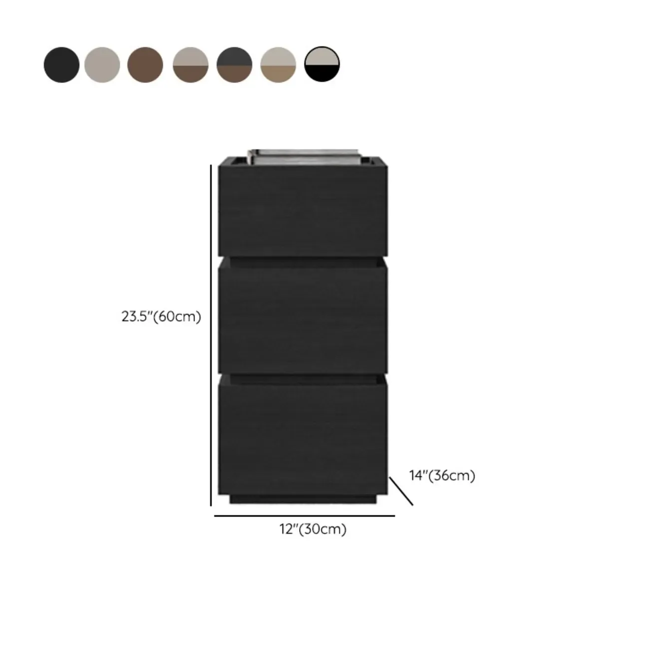 Minimalist Narrow 3-drawer Nightstand for Apartment #size