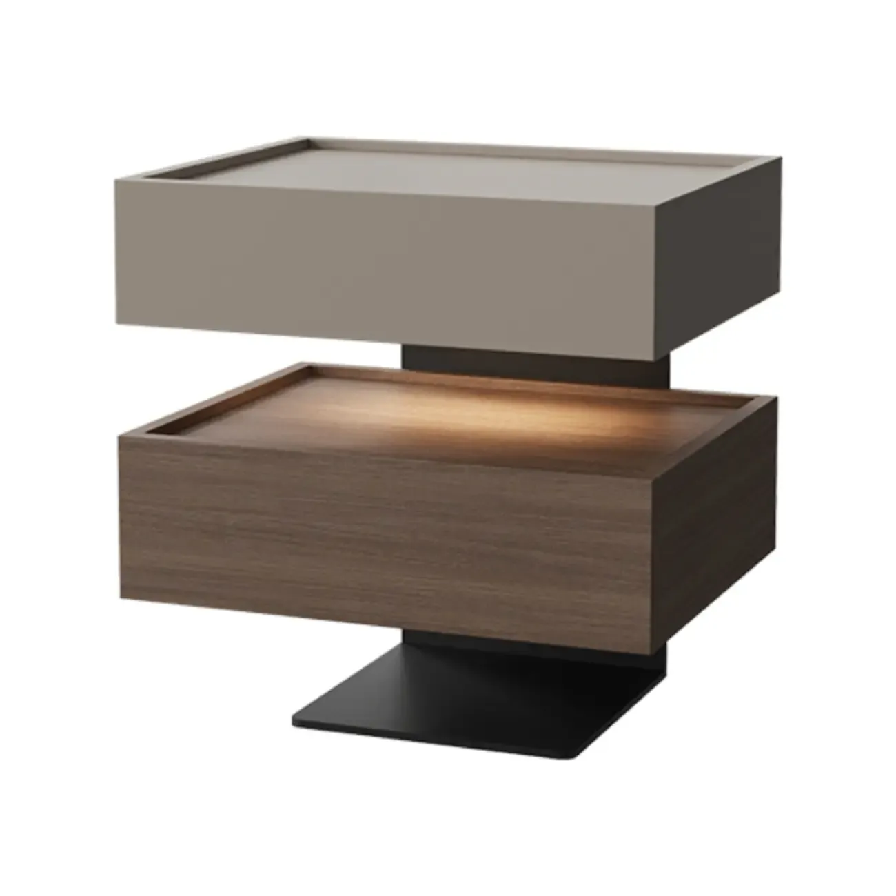 3-tier Modern Wood Nightstand with Smart Fingerprint Unlock Image - 7