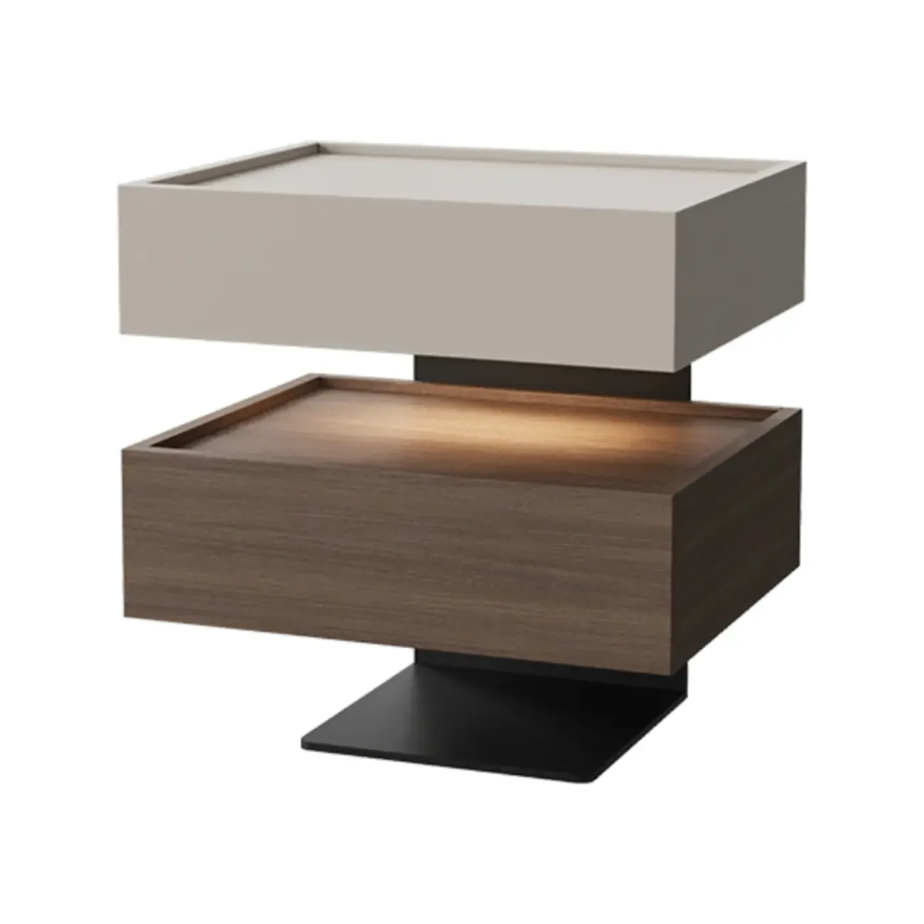 3-tier Modern Wood Nightstand with Smart Fingerprint Unlock Image - 8