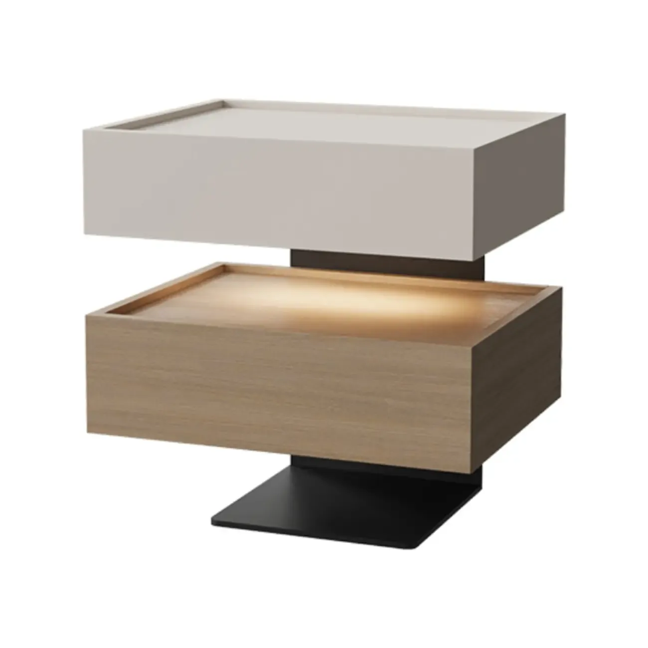 3-tier Modern Wood Nightstand with Smart Fingerprint Unlock Image - 9