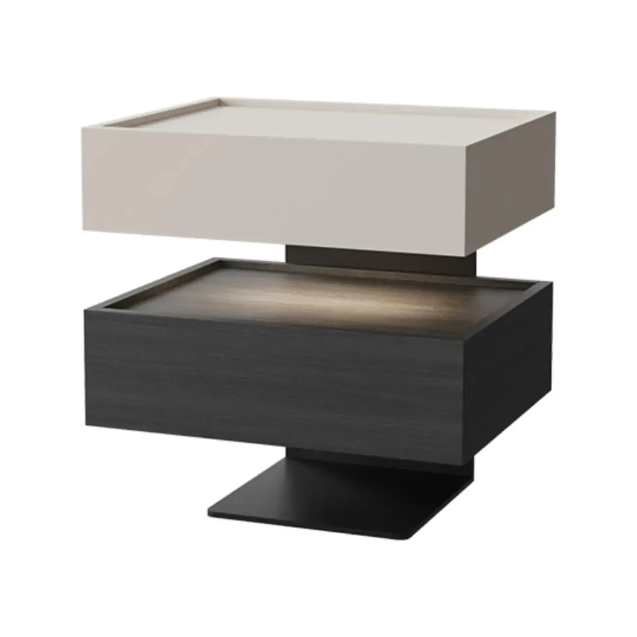 3-tier Modern Wood Nightstand with Smart Fingerprint Unlock Image - 10