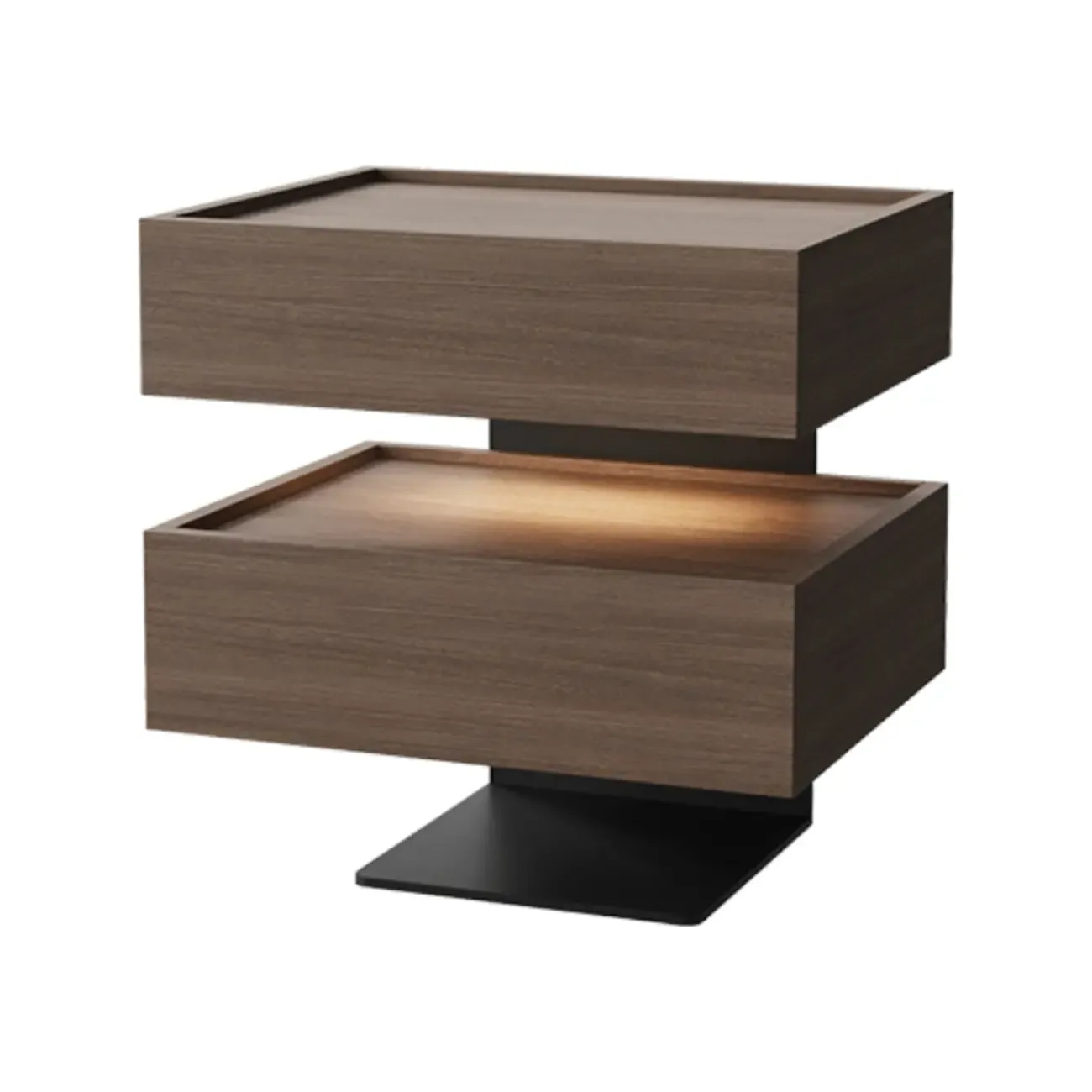 3-tier Modern Wood Nightstand with LED Lighting | HomeyFad