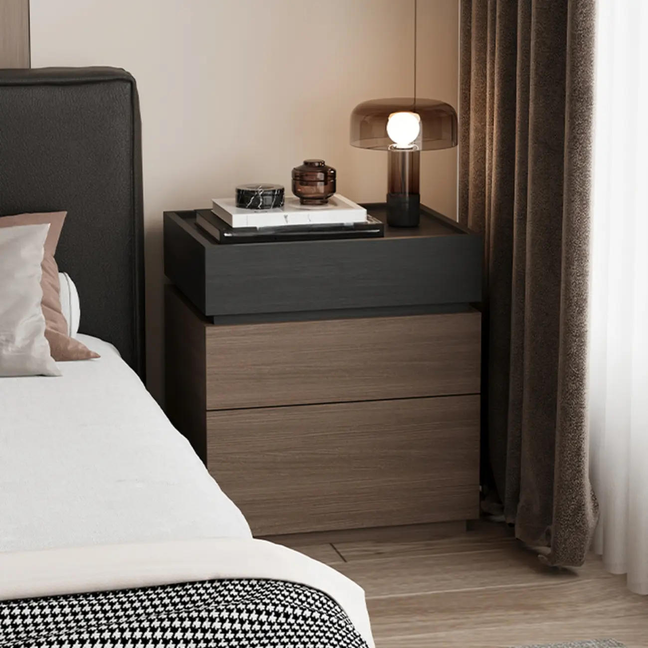 Modern Elegant Wood Nightstand With 3-Drawer Storage Image - 1 | homeyfad