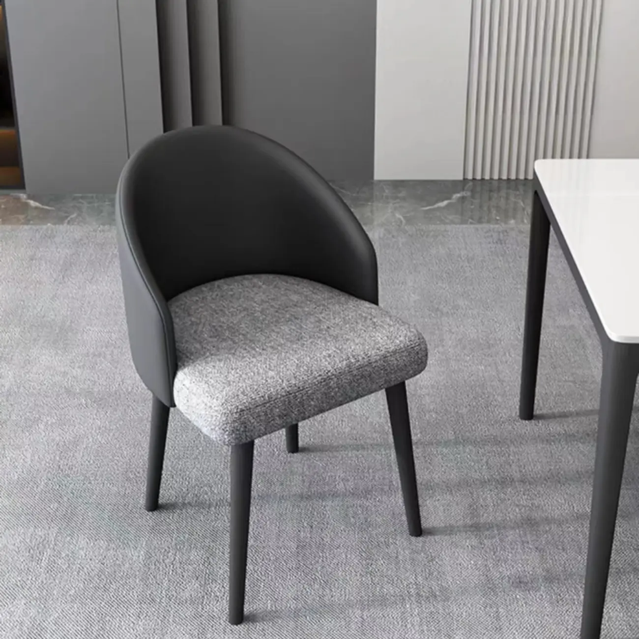 Minimalist Black Upholstered Fabric Dining Chair Low Back Image - 1 | homeyfad