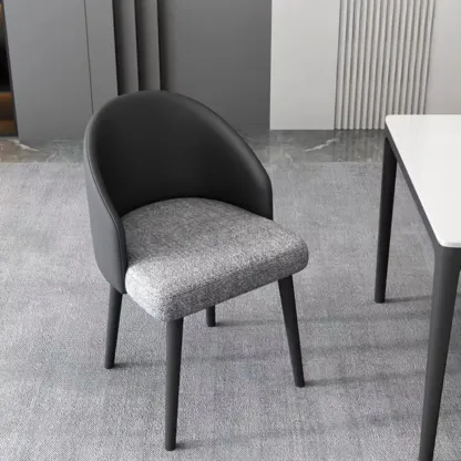 Minimalist Black Upholstered Fabric Dining Chair Low Back Image - 1