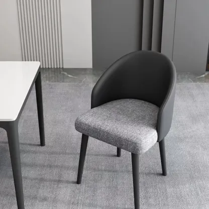 Minimalist Black Upholstered Fabric Dining Chair Low Back Image - 2