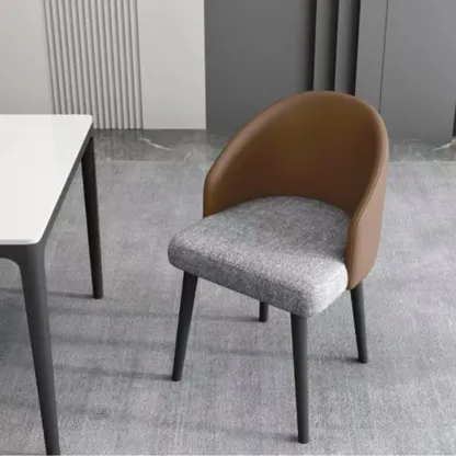 Minimalist Black Upholstered Fabric Dining Chair Low Back Image - 3