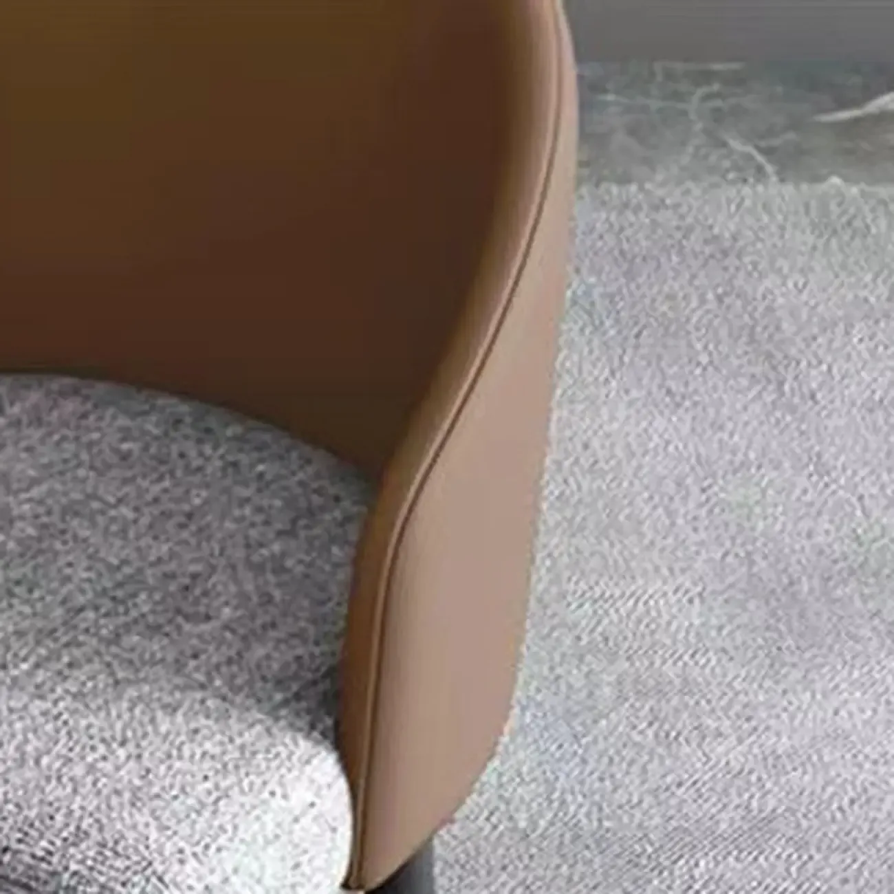 Minimalist Black Upholstered Fabric Dining Chair Low Back Image - 5