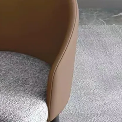 Minimalist Black Upholstered Fabric Dining Chair Low Back Image - 5