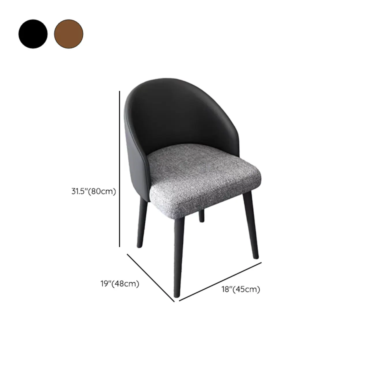 Minimalist Black Upholstered Fabric Dining Chair Low Back #size | homeyfad