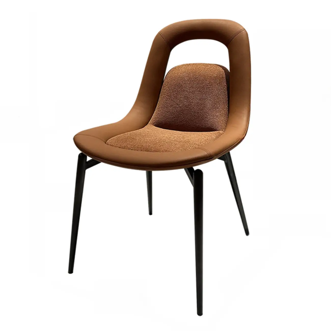 Contemporary Orange Upholstered Dining Chairs Open Back Image - 4 | homeyfad