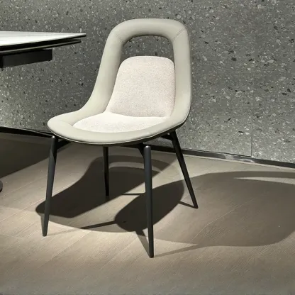 Contemporary Orange Upholstered Dining Chairs Open Back Image - 3