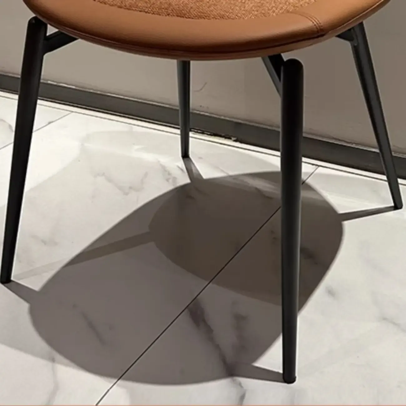 Contemporary Orange Upholstered Dining Chairs Open Back Image - 5