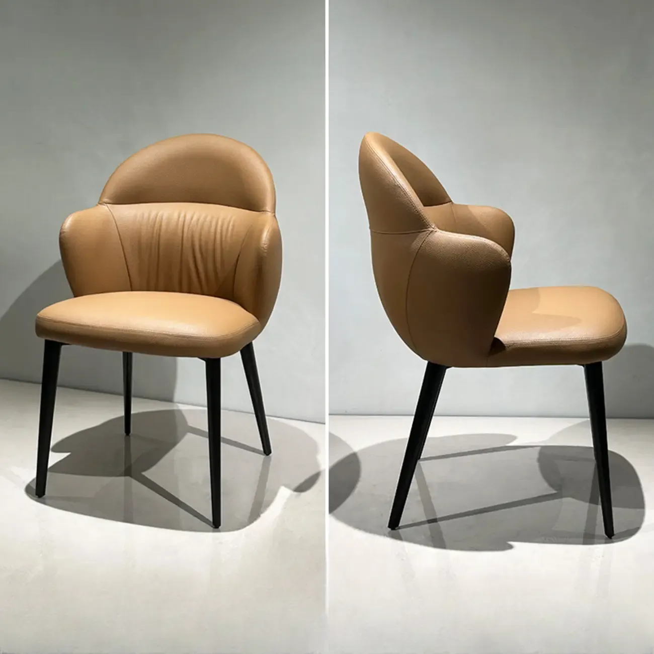 Contemporary Orange Upholstered Dining Chairs Open Back Image - 10