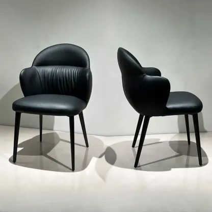 Contemporary Orange Upholstered Dining Chairs Open Back Image - 13