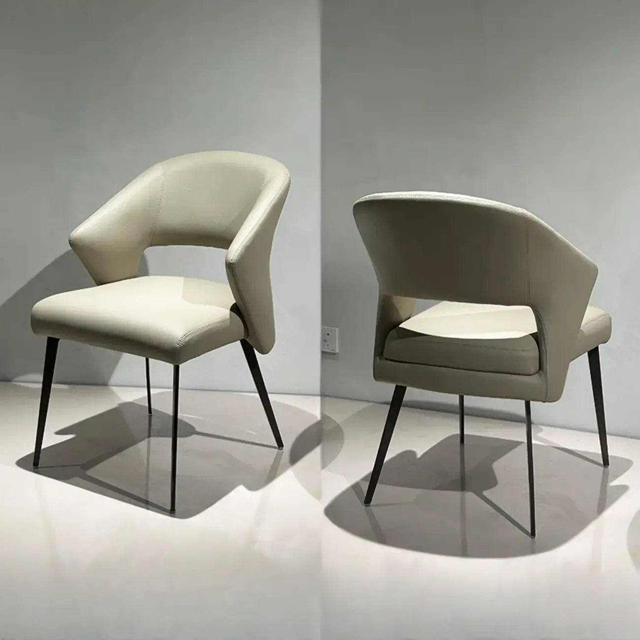 Contemporary Orange Upholstered Dining Chairs Open Back Image - 14