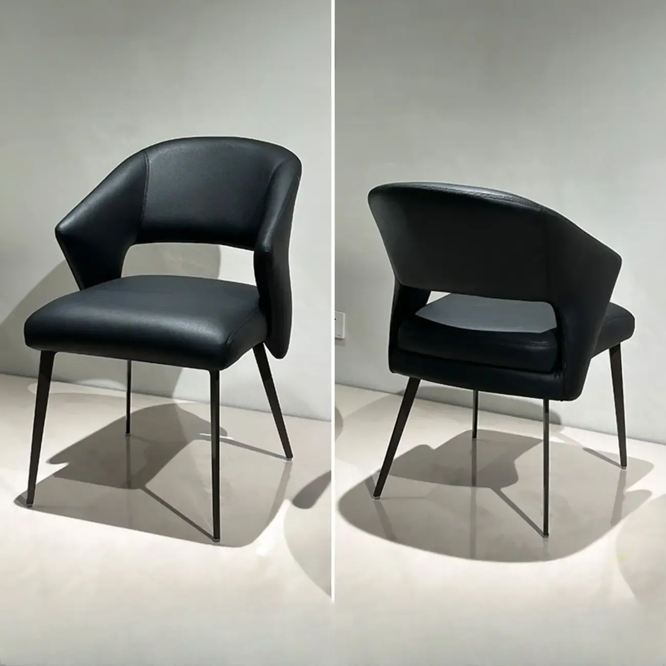 Contemporary Orange Upholstered Dining Chairs Open Back Image - 15