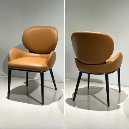 Contemporary Orange Upholstered Dining Chairs Open Back Image - 17