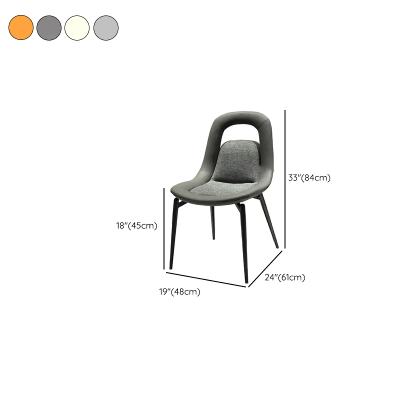 Contemporary Orange Upholstered Dining Chairs Open Back #size | homeyfad