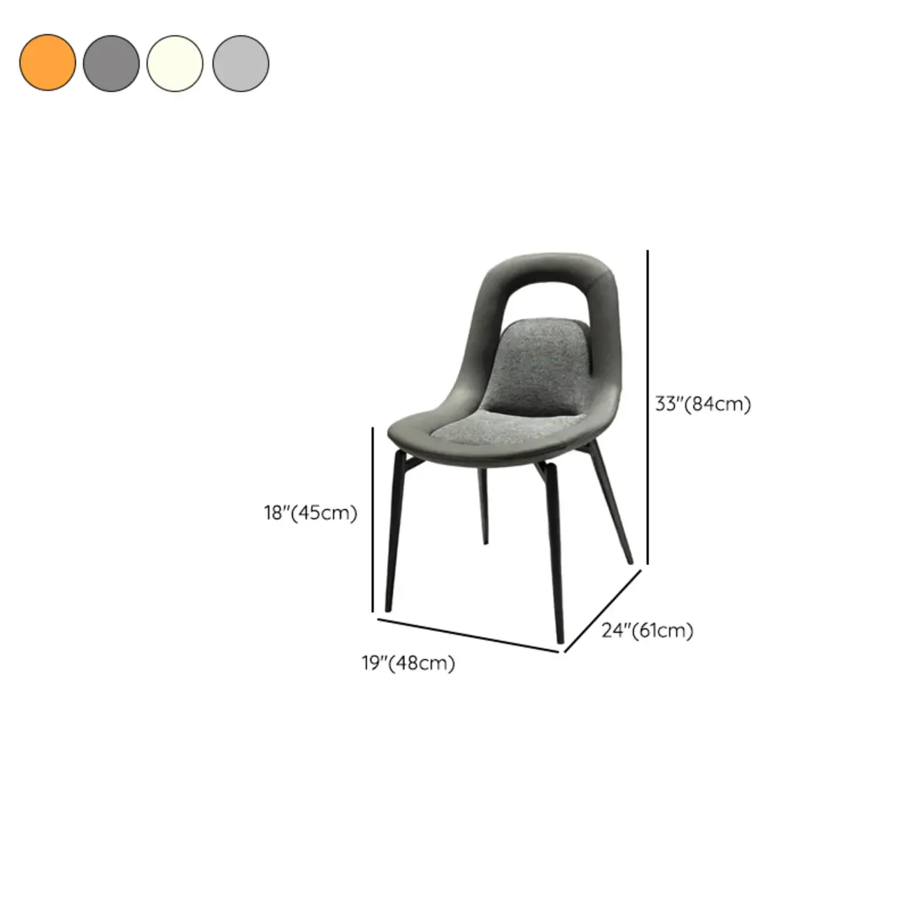 Contemporary Orange Upholstered Dining Chairs Open Back #size