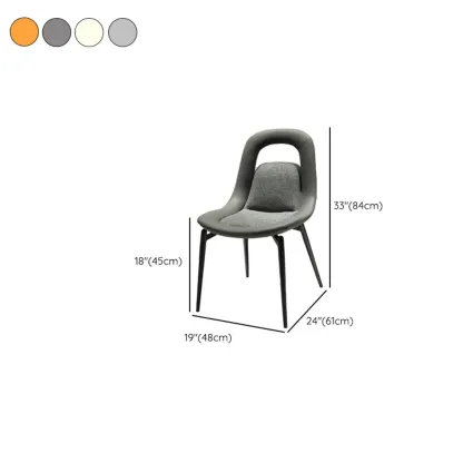 Contemporary Orange Upholstered Dining Chairs Open Back #size
