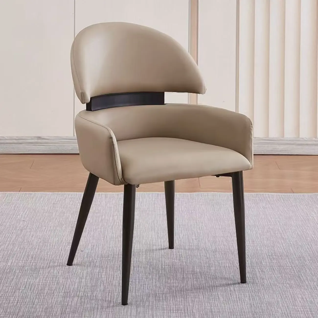 Scandinavian Swivel Brown Curved Back Dining Chairs Image - 5 | homeyfad