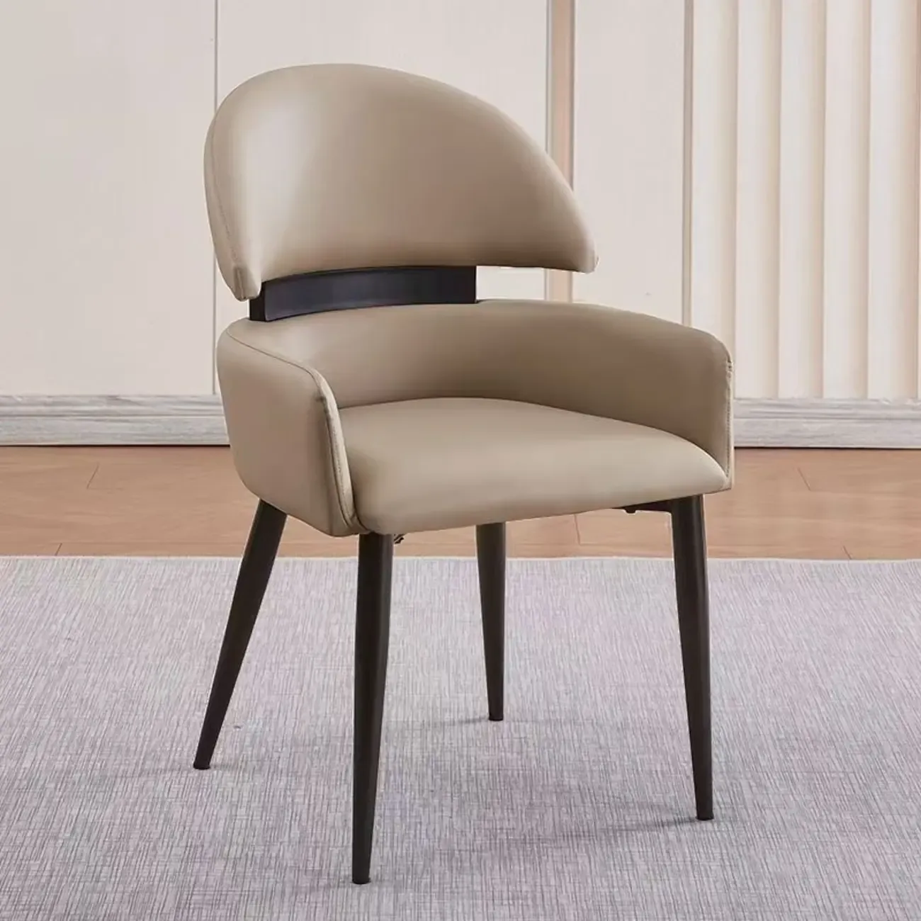 Scandinavian Swivel Brown Curved Back Dining Chairs Image - 5