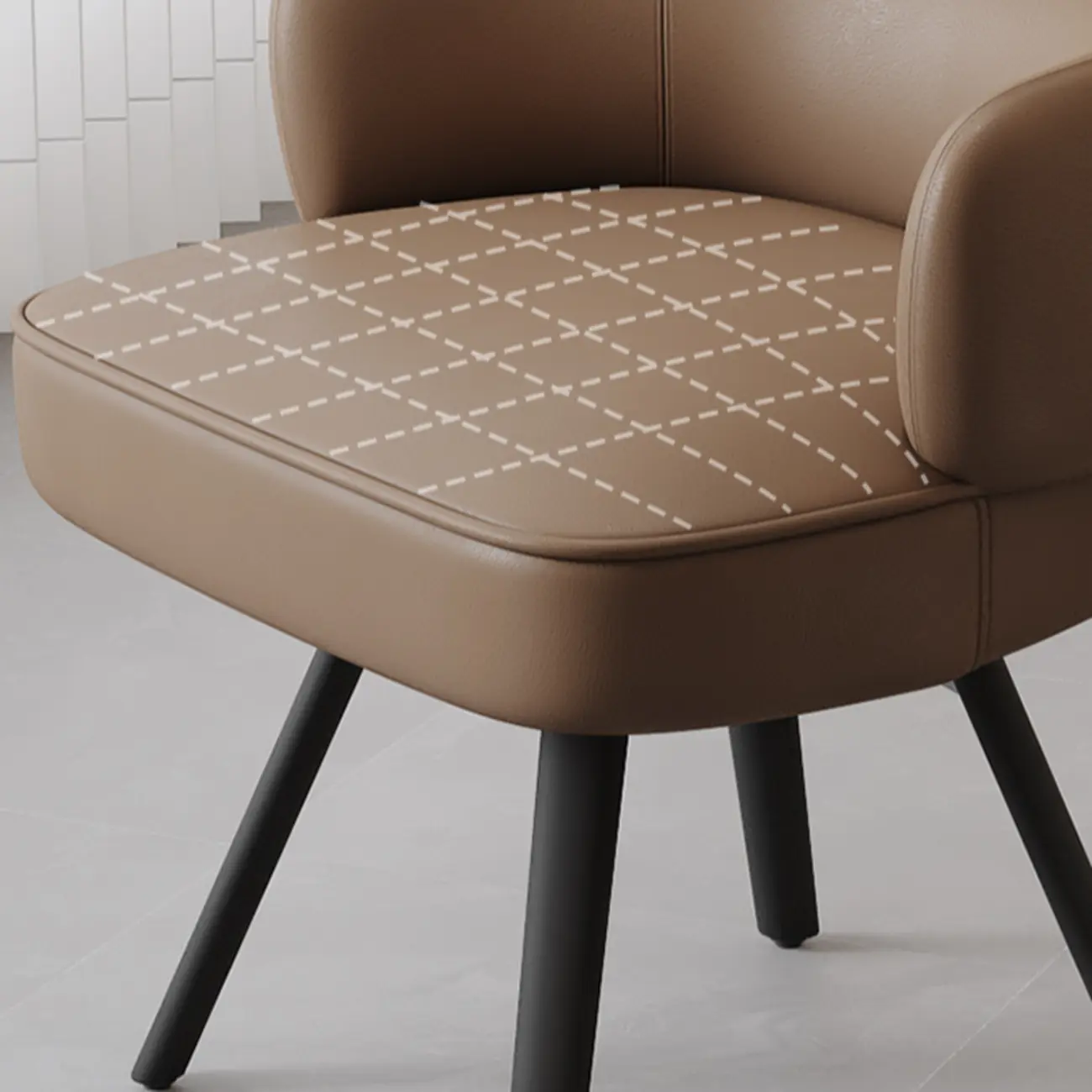 Scandinavian Swivel Brown Curved Back Dining Chairs Image - 6 | homeyfad