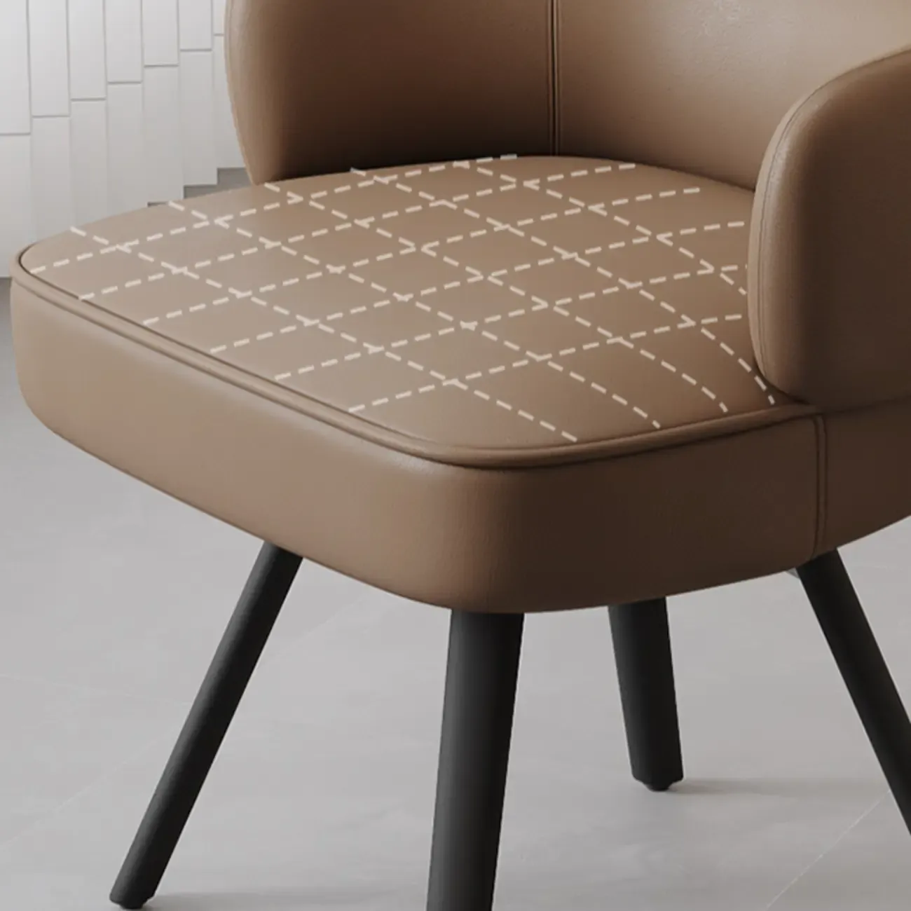 Scandinavian Swivel Brown Curved Back Dining Chairs Image - 6