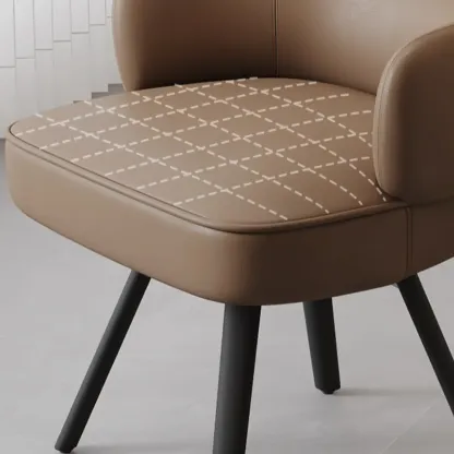 Scandinavian Swivel Brown Curved Back Dining Chairs Image - 6