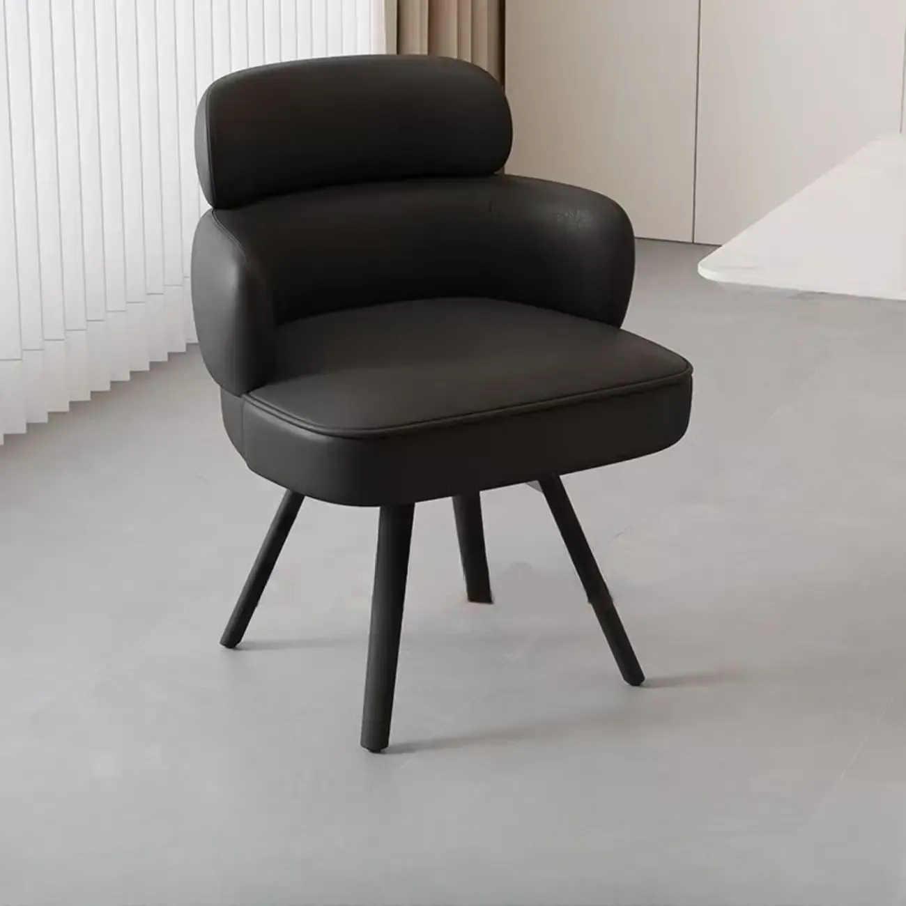 Scandinavian Swivel Brown Curved Back Dining Chairs Image - 13