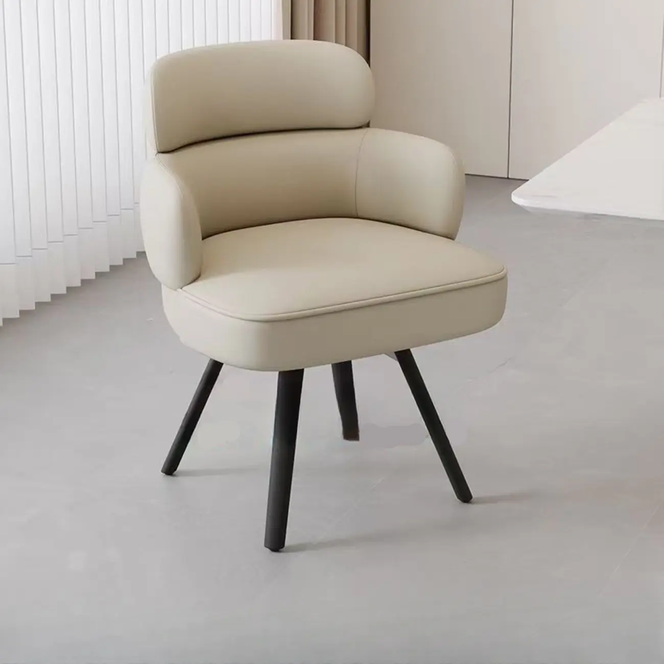 Scandinavian Swivel Brown Curved Back Dining Chairs Image - 14 | homeyfad