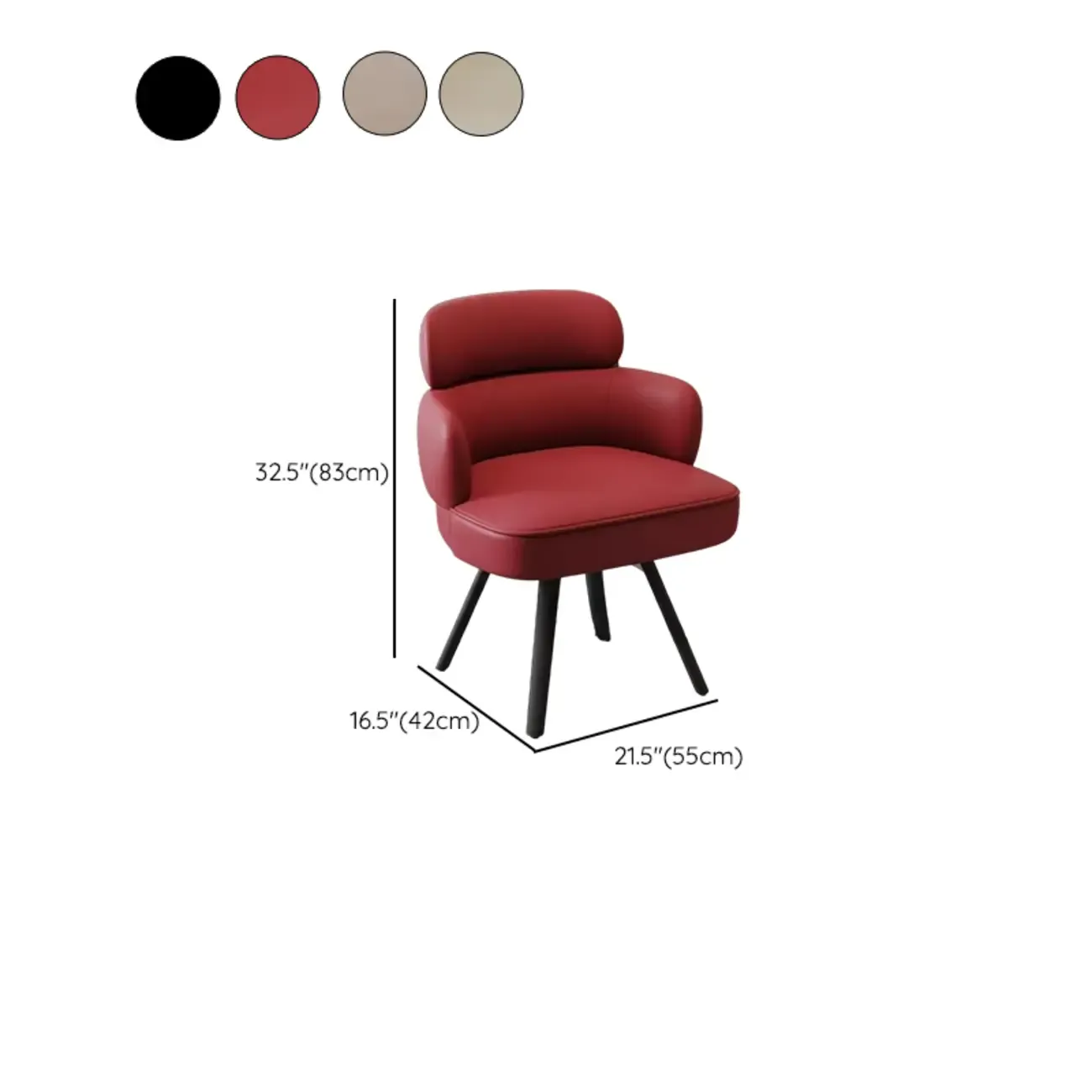 Scandinavian Swivel Brown Curved Back Dining Chairs #size