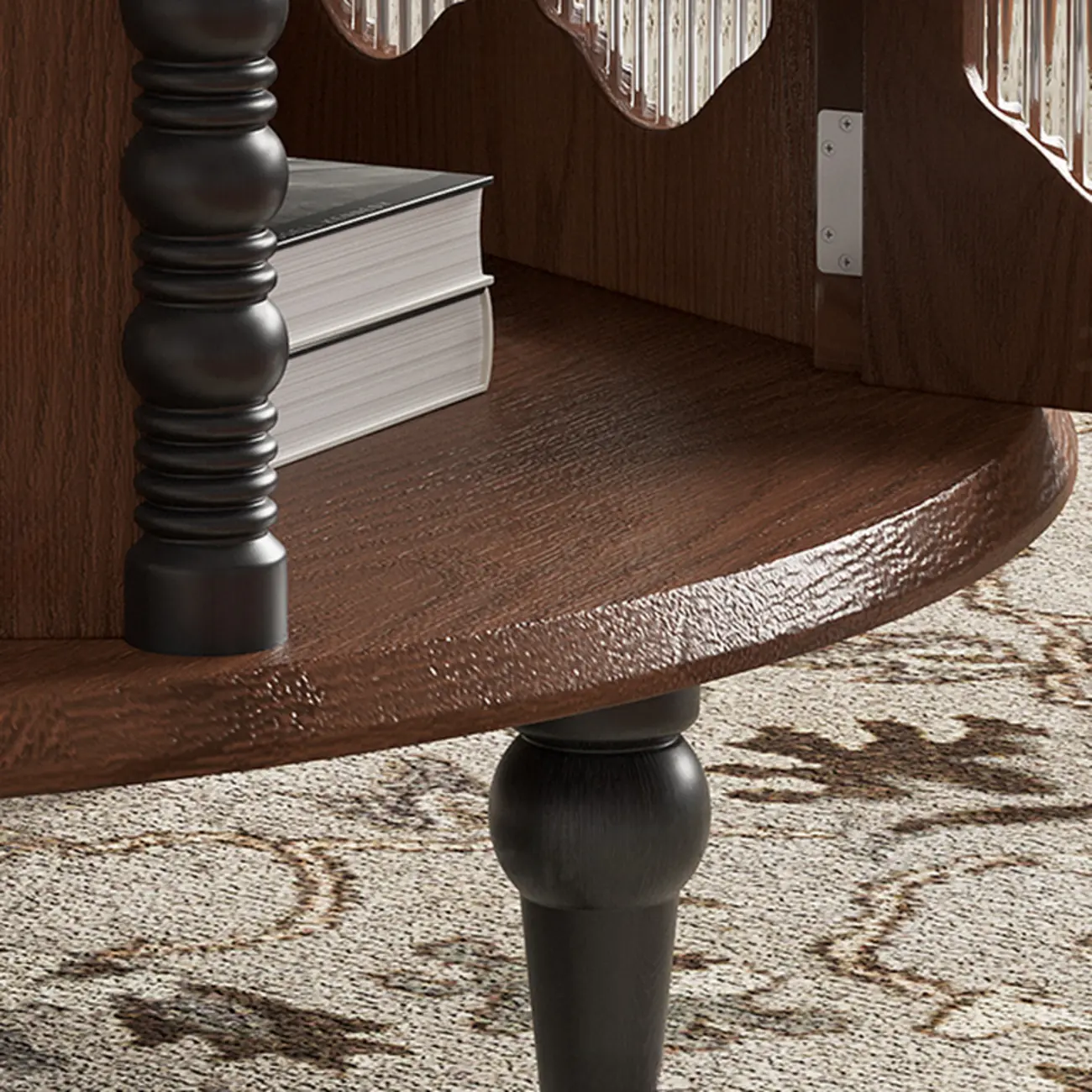 Traditional Circular Solid Wood Coffee Table With Storage Image - 8 | homeyfad