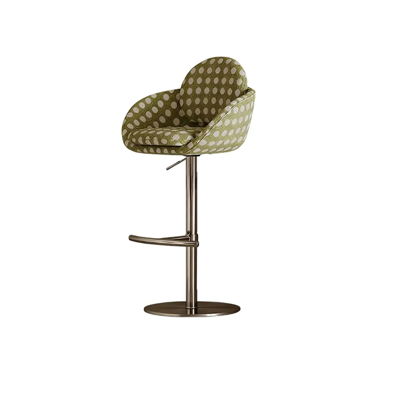 Modern Swivel Fabric Upholstered Bar Stools Stainless Steel Image - 14